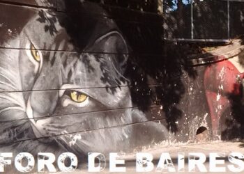 El mural del gato y el ratón que luce en Bullrich y Libertador