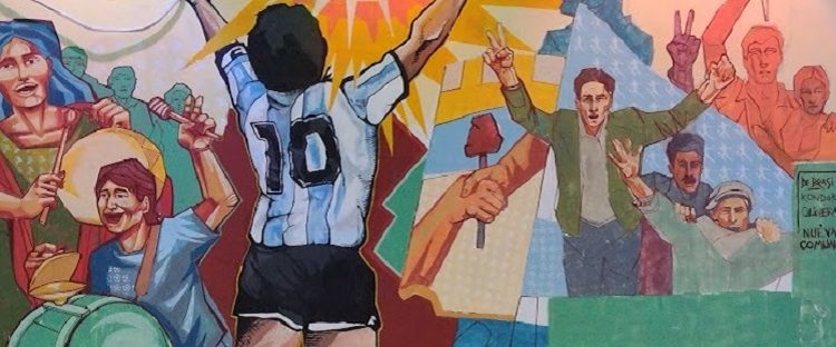 Taparon el mural en homenaje a Maradona en Chacarita