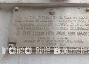 Una placa en Palermo anuncia que allí vivió Jorge Luis Borges