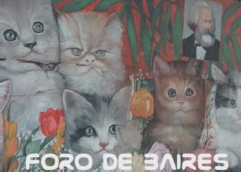 Gatitos burgueses junto a Karl Marx conviven en un mismo mural de Villa Crespo