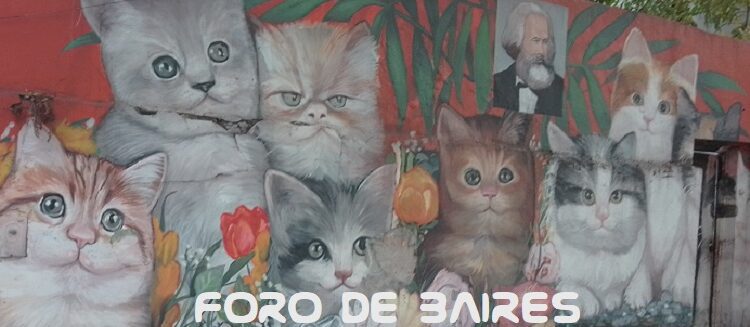 Gatitos burgueses junto a Karl Marx conviven en un mismo mural de Villa Crespo