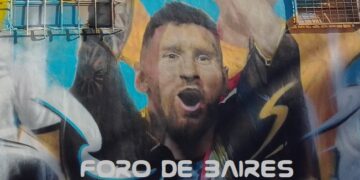 El mural de Lionel Messi ubicado en Gorriti y Pasaje Darwin