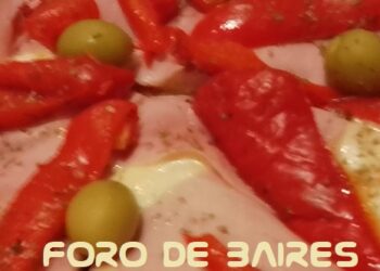 Pizza con jamón y morrones, una de las mas tradicionales y ricas de la Argentina