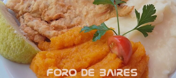 Marineras de pescado al limón con ensalada, o puré de papa y zapallo