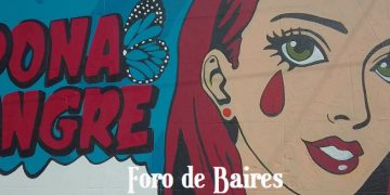 El mural «Doná Sangre – Doná vida» está realizado por el grupo «Pinta Argentina», en Darregueyra al 2200